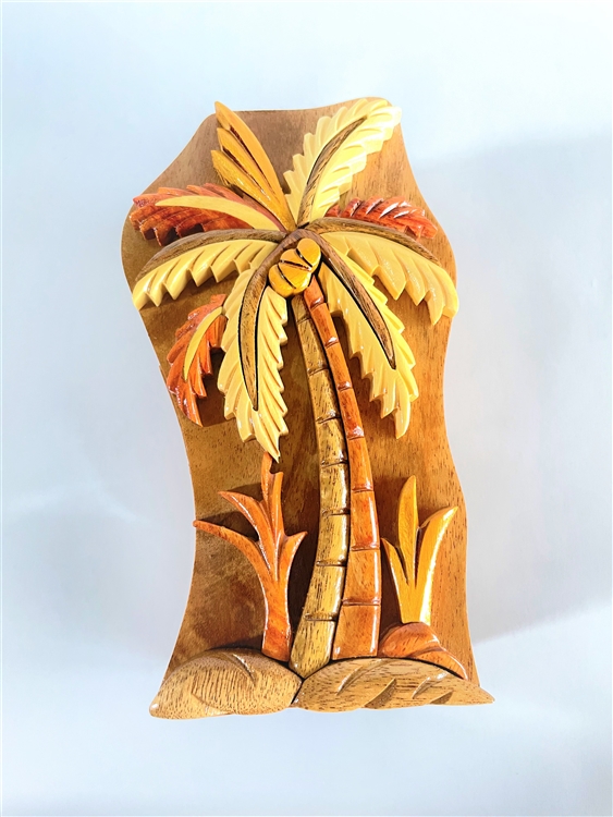 Details about   Handcrafted Wooden Secret Jewelry Puzzle Box Palm Tree 