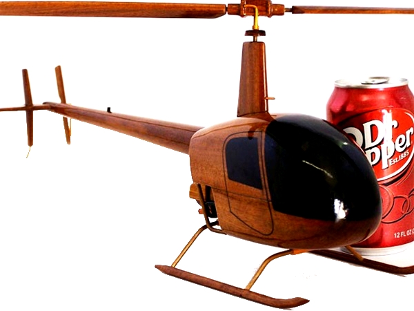 Robinson 22 Helicopter Handcrafted Natural Mahogany Premium Wood Desk Model 